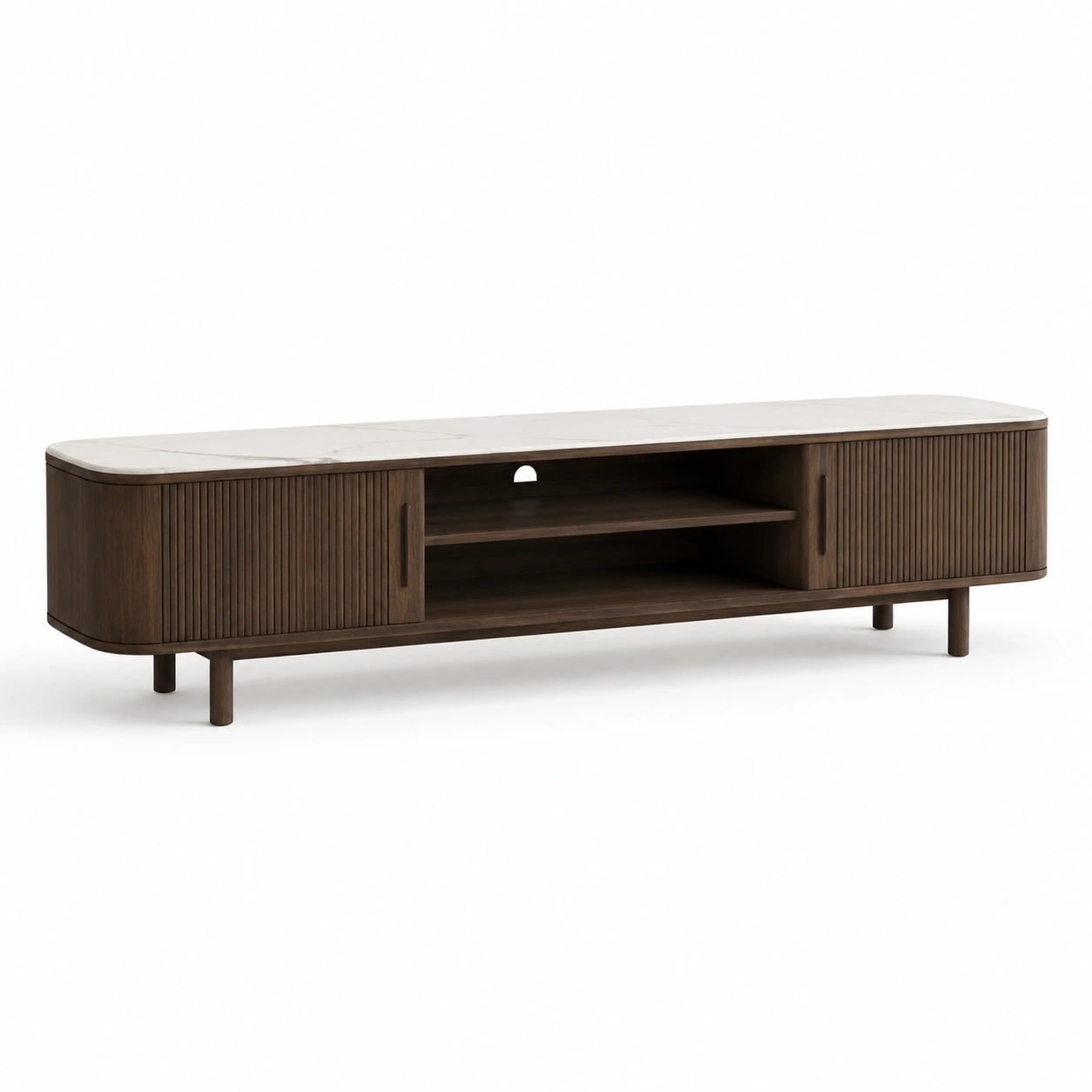 TV-Konsole mit Marmoroptik-Dunkelbraun-LuxeSelvia